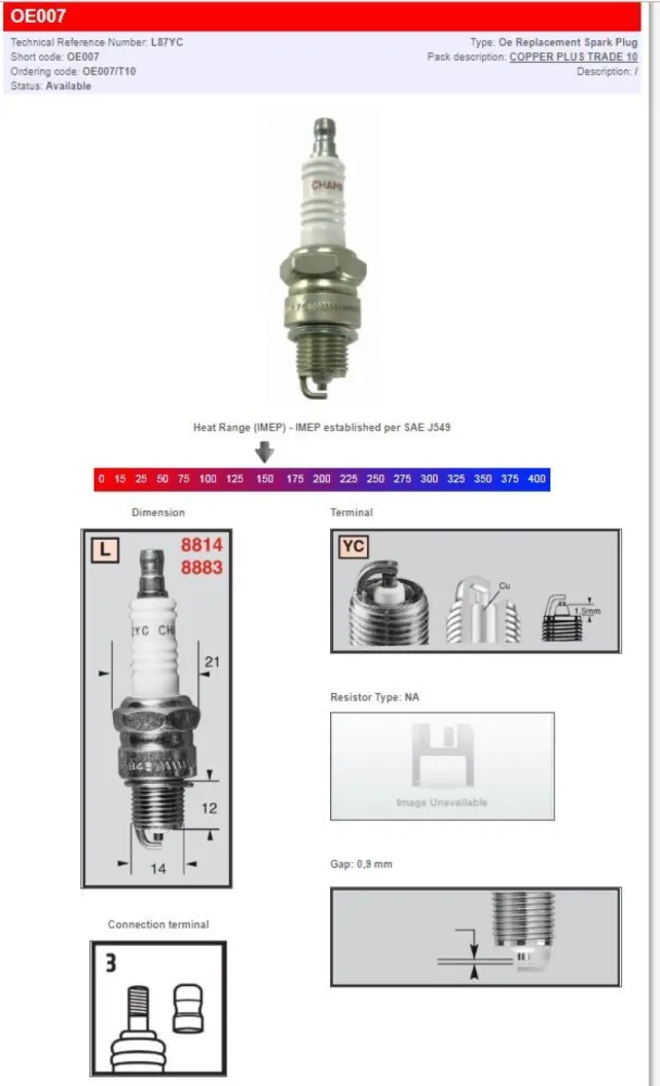 CHAMPION - CHAMPION S-PLUG L87YC - 21030427