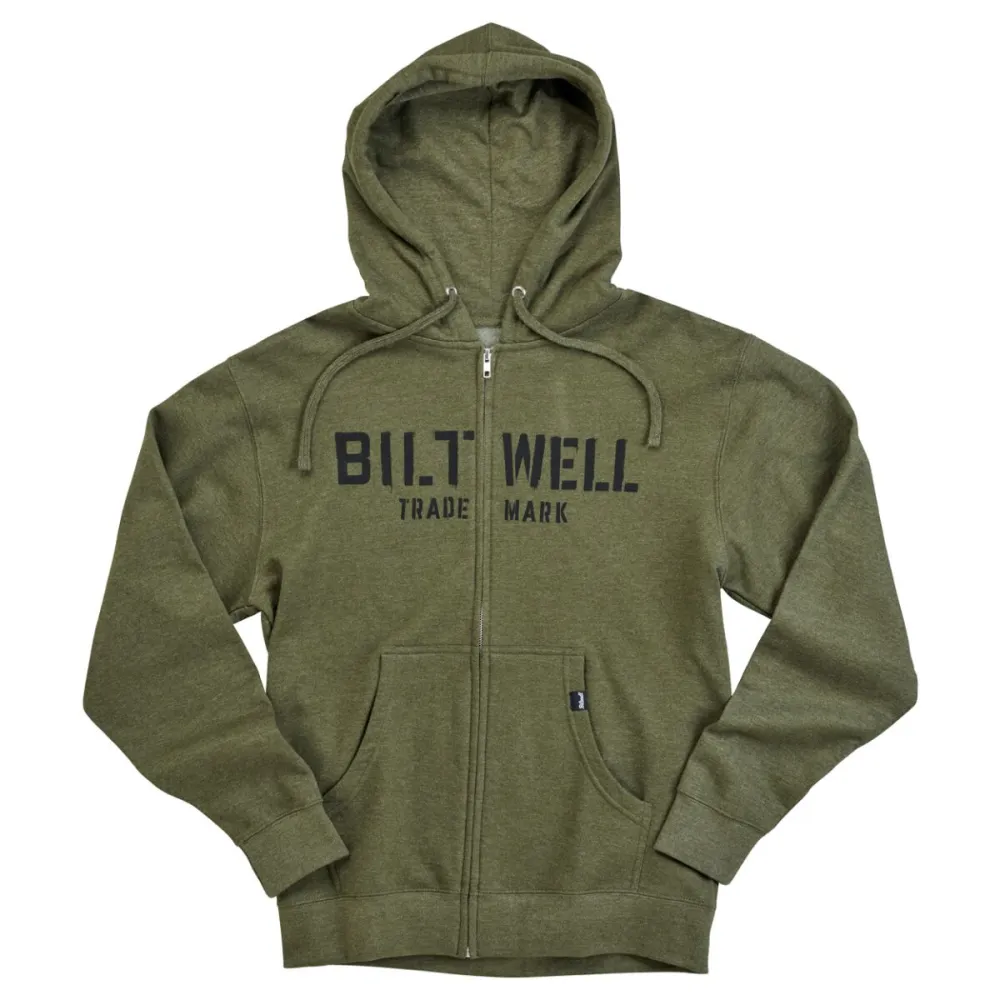 BILTWELL - HOODIE STENCIL ZIP OLIVE LG - 30507115