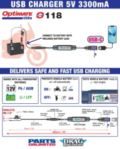 TECMATE - CHARGER USB-C 3.3A SAE - 38070664