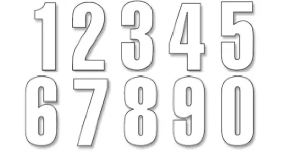 BLACKBIRD RACING - NUMBERS #0-9 13X7CM WH - 43100806