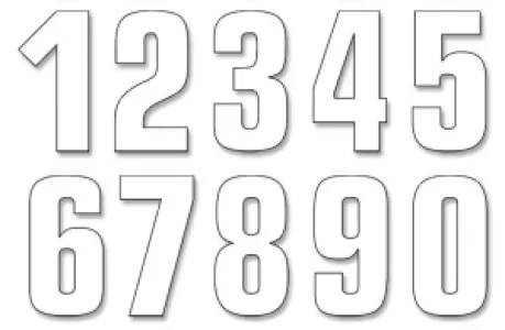 BLACKBIRD RACING - NUMBERS #0-9 16X7CM WH - 43100808