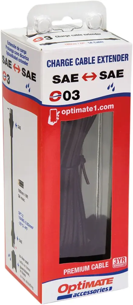 TECMATE - CHARGER CORD EXT 6' O3 - 38070163