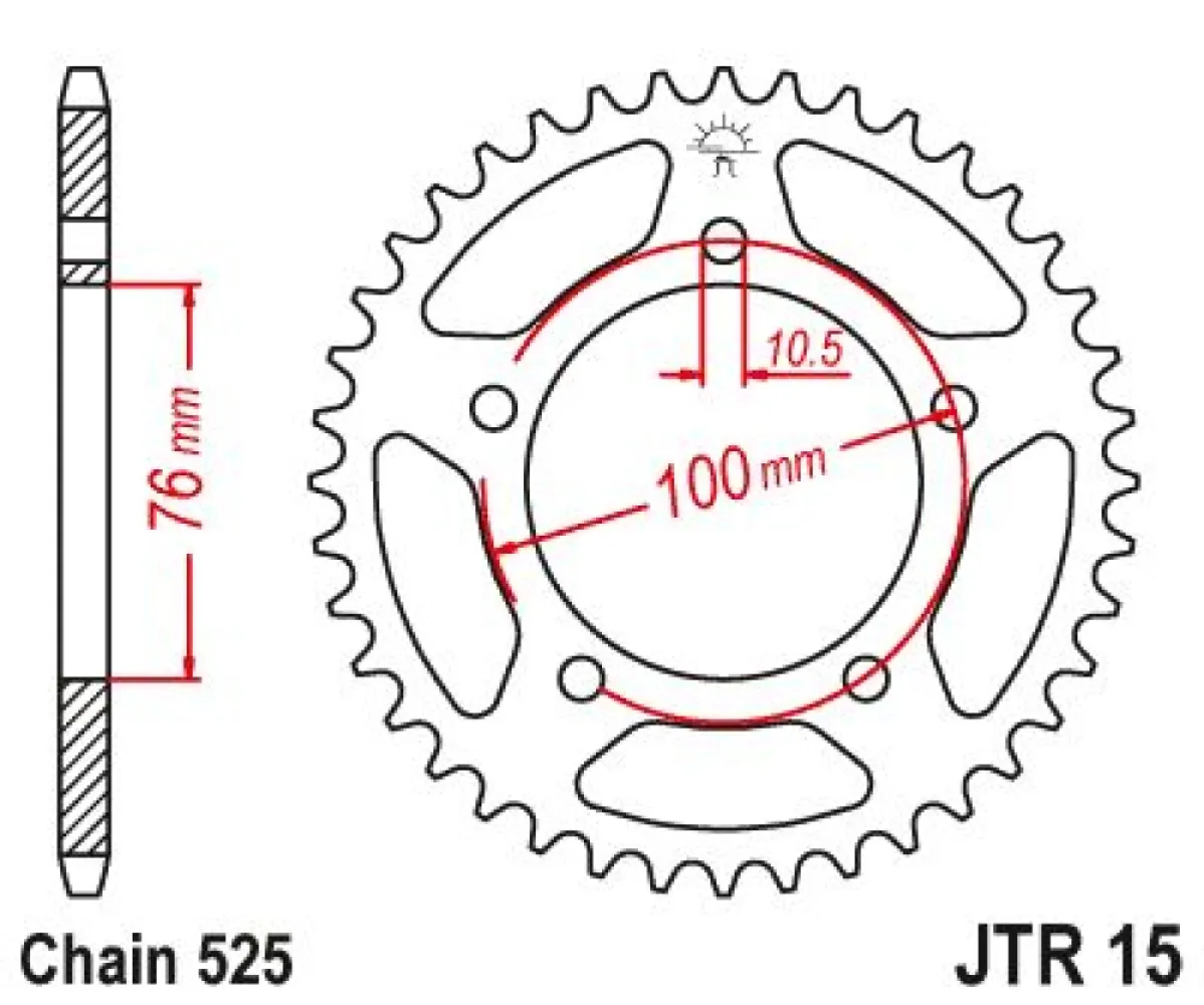 JT SPROCKETS - SPROCKET REAR 525 44T - 12102527