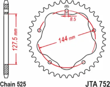 JT SPROCKETS - SPROCKET REAR 41T 525 BLK - NE - 12112790