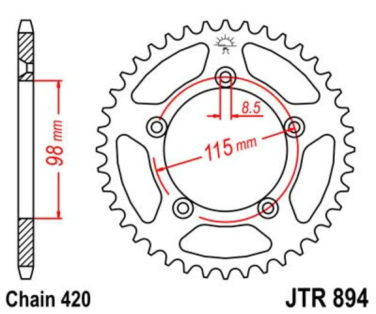 JT SPROCKETS - SPROCKET REAR 50T 420 BLK - 12101712