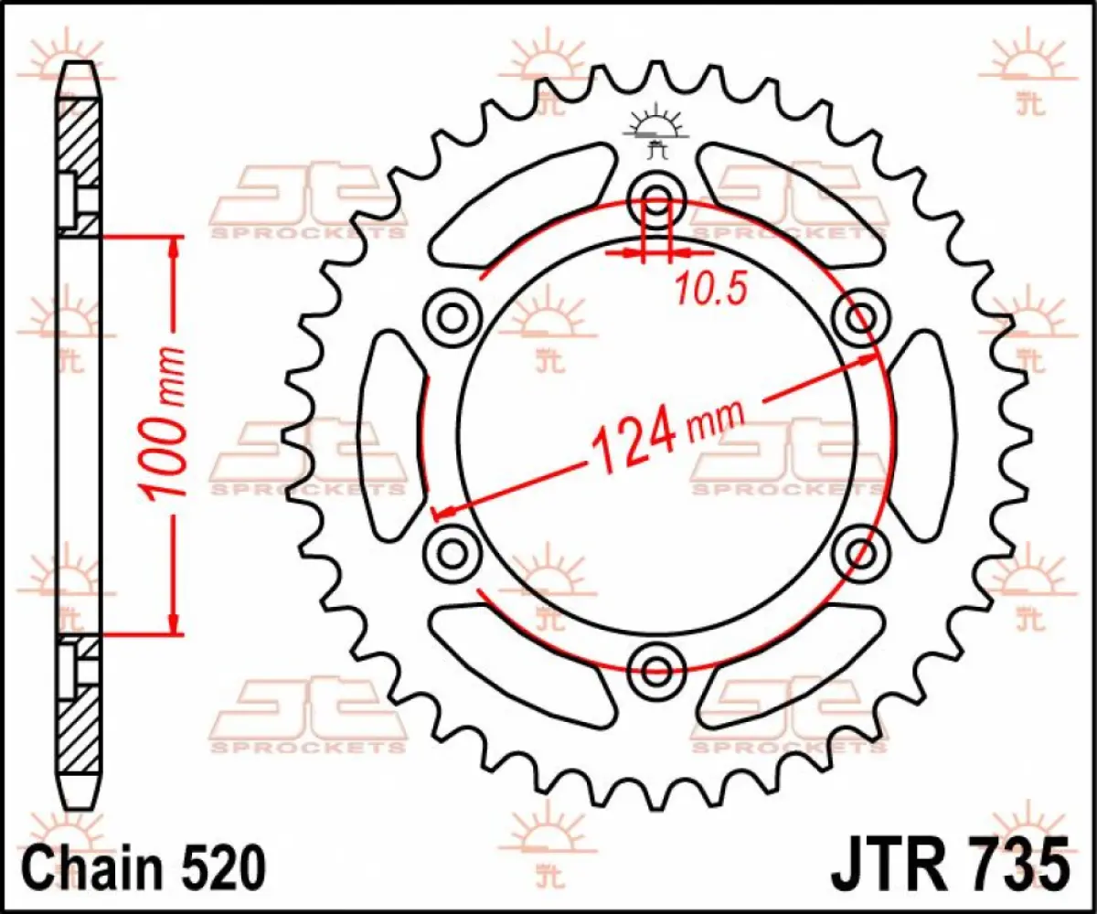 JT SPROCKETS - SPROCKET REAR 36T 520 - 12102480