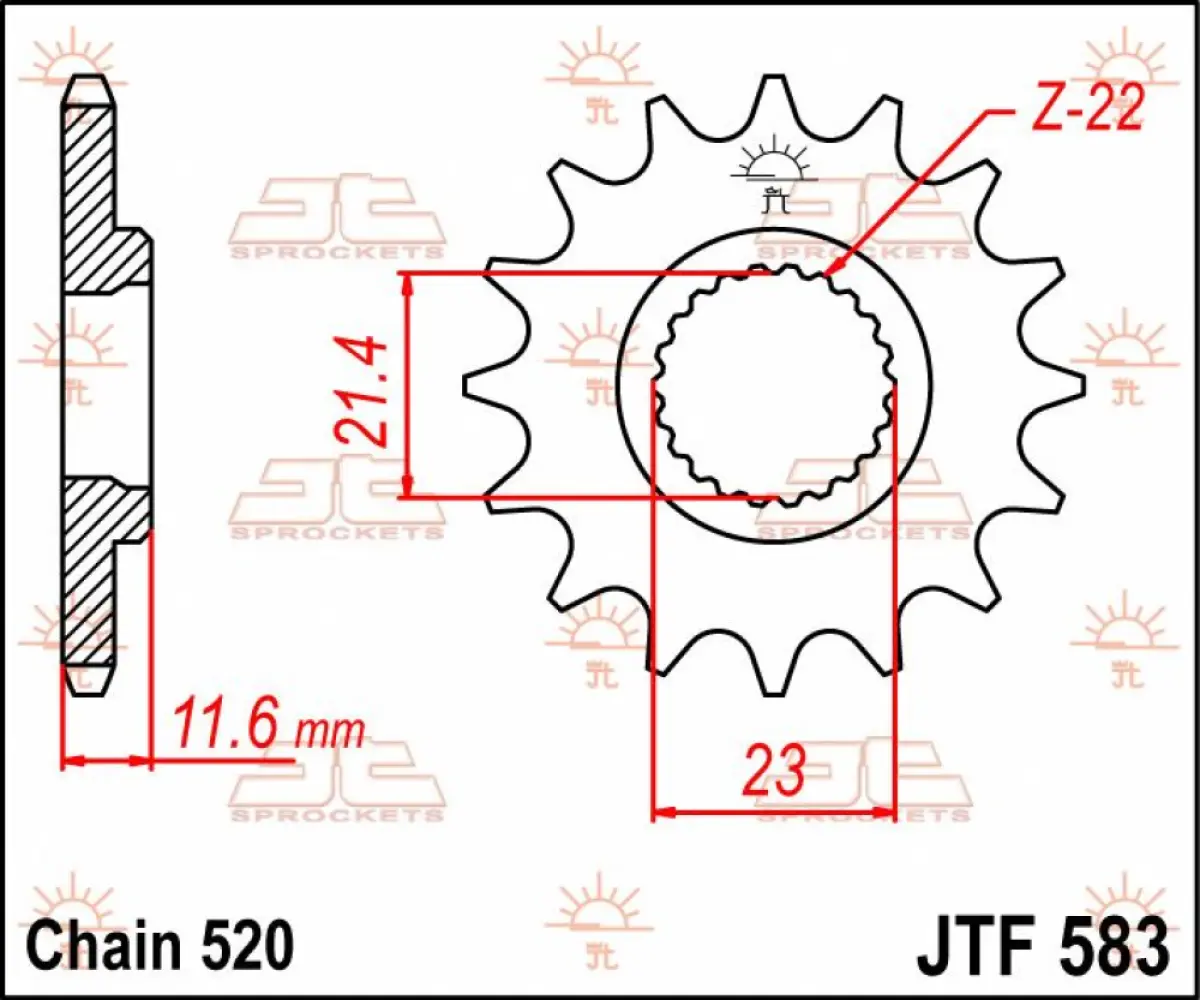 JT SPROCKETS - SPROCKET FRONT 14T 520 - 12120790