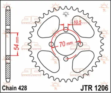 JT SPROCKETS - SPROCKET REAR 42T 428 - 12100402
