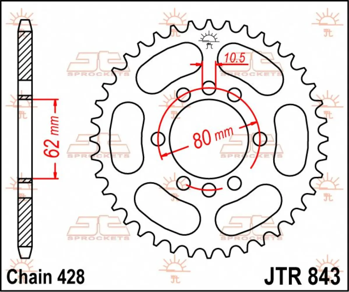 JT SPROCKETS - SPROCKET REAR 50T 428 - 12100763