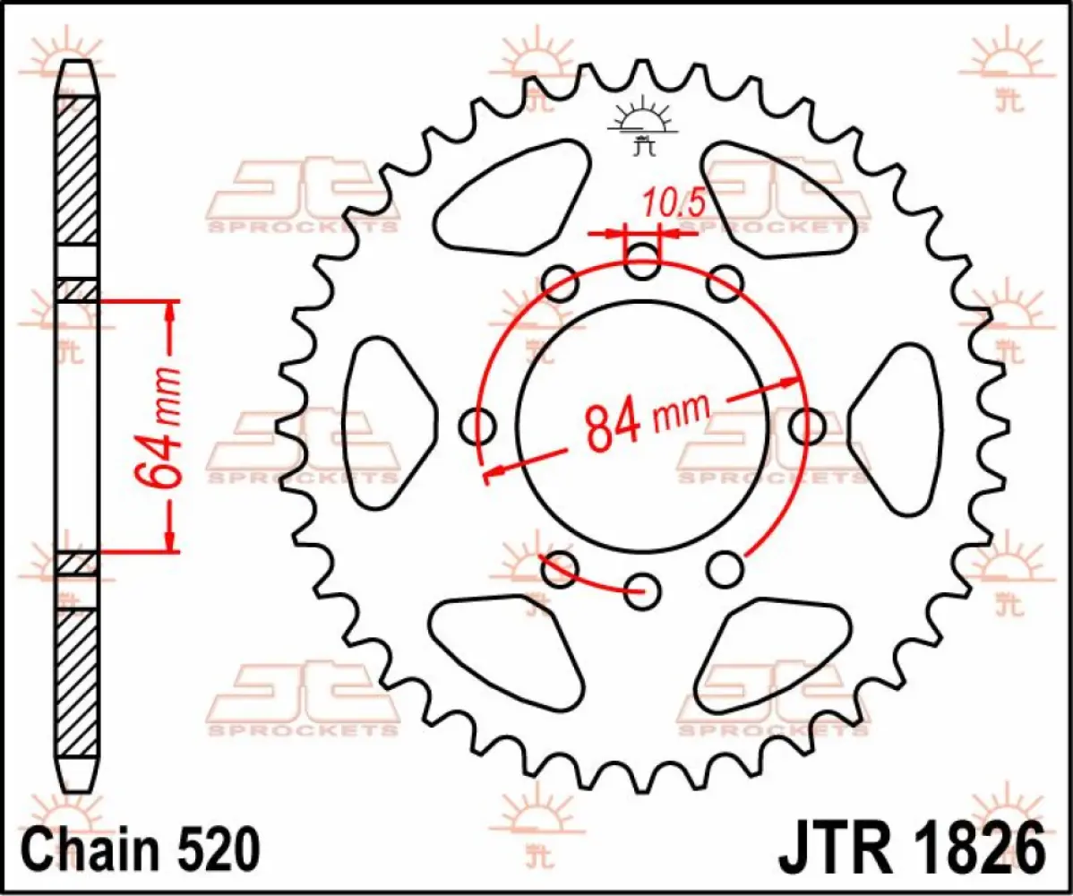 JT SPROCKETS - SPROCKET REAR 37T 520 - 12101853