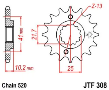JT SPROCKETS - SPROCKET FRONT 13T 520 - 12121160