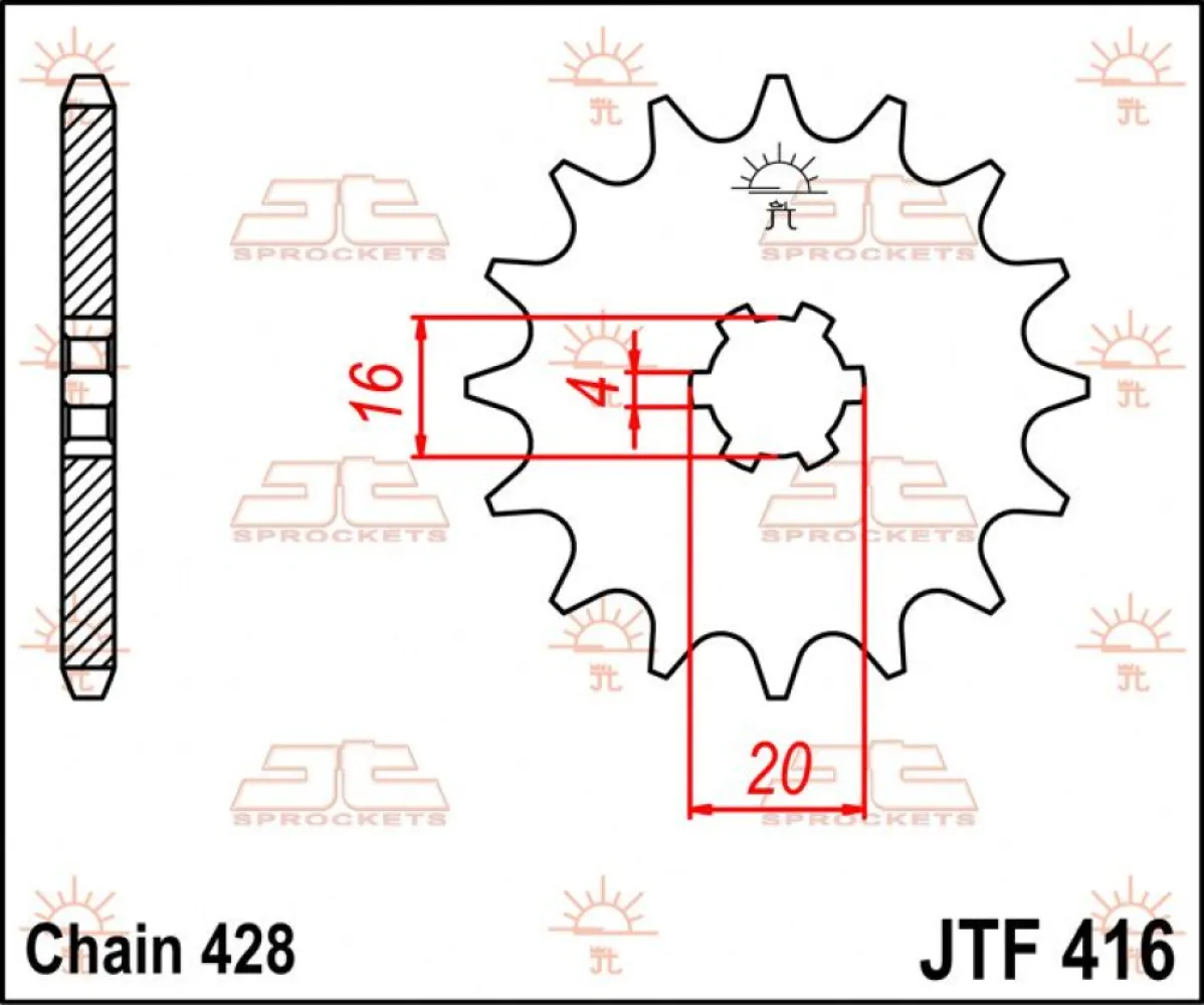 JT SPROCKETS - SPROCKET FRONT 14T 428 - 12120583
