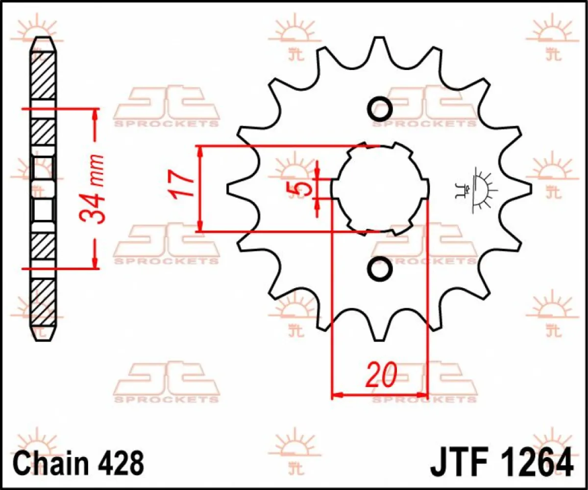 JT SPROCKETS - SPROCKET FRONT 16T 428 - 12120800