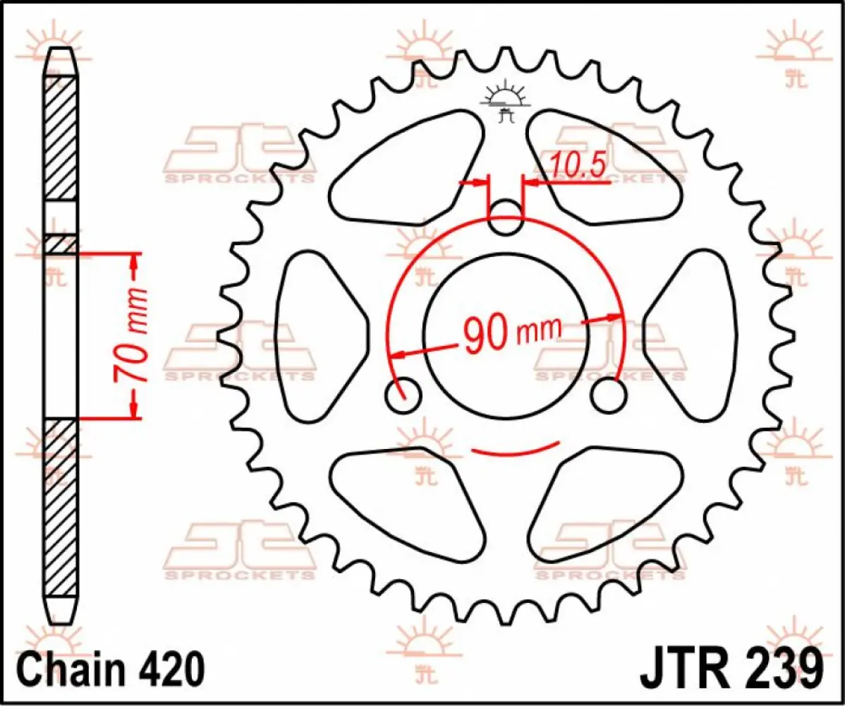 JT SPROCKETS - SPROCKET REAR 36T 420 - 12100625