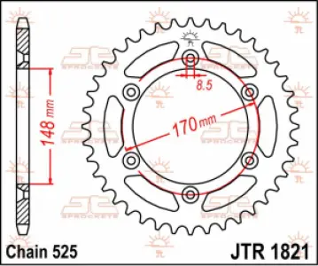 JT SPROCKETS - SPROCKET REAR 47T 525 - 12100742