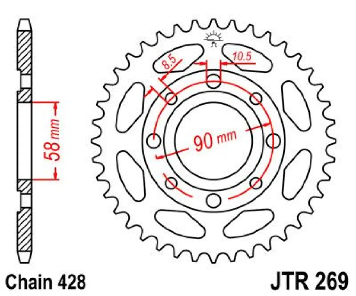 JT SPROCKETS - SPROCKET REAR 52T 428 - 12101551