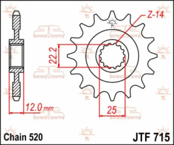 JT SPROCKETS - SPROCKET FRONT 12T 520 - 12120604
