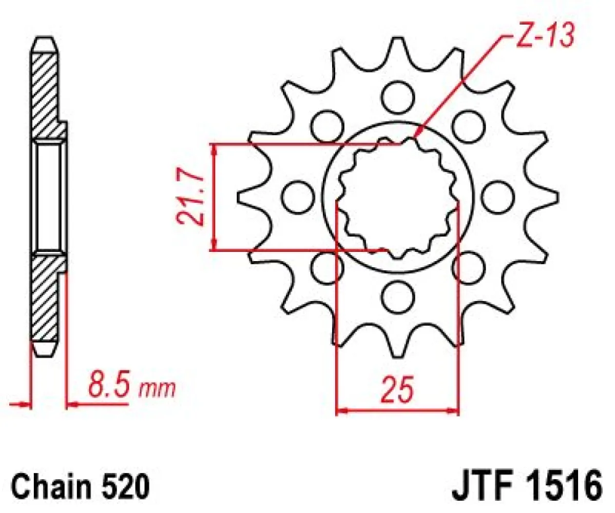 JT SPROCKETS - SPROCKET FRONT 16T 520 - 12121219