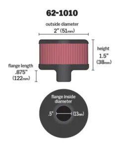 K & N - 1/2 VENT 2 D 1-1/2H STEEL - 09200159