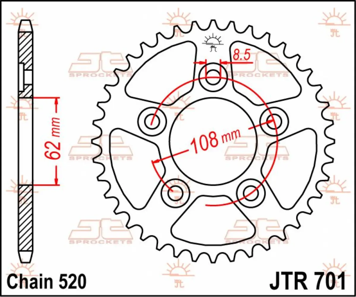 JT SPROCKETS - SPROCKET REAR 39T 520 - 12100462