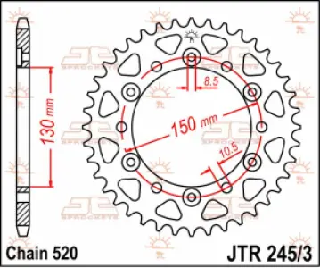JT SPROCKETS - SPROCKET REAR 45T 520 - 12100425