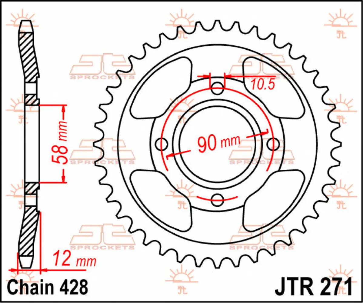 JT SPROCKETS - SPROCKET REAR 50T 428 - 12100435