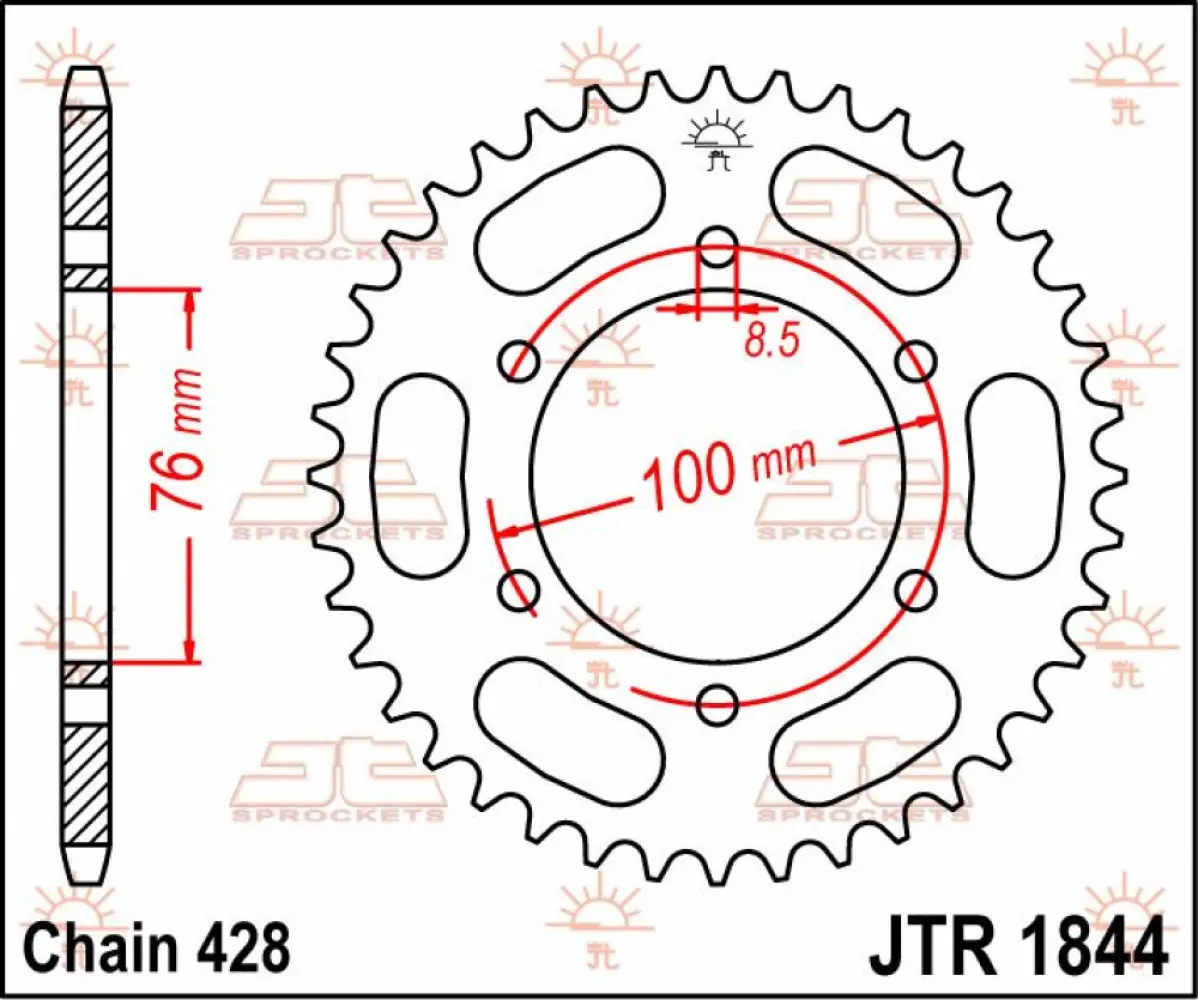 JT SPROCKETS - SPROCKET REAR 48T 428 - 12100752