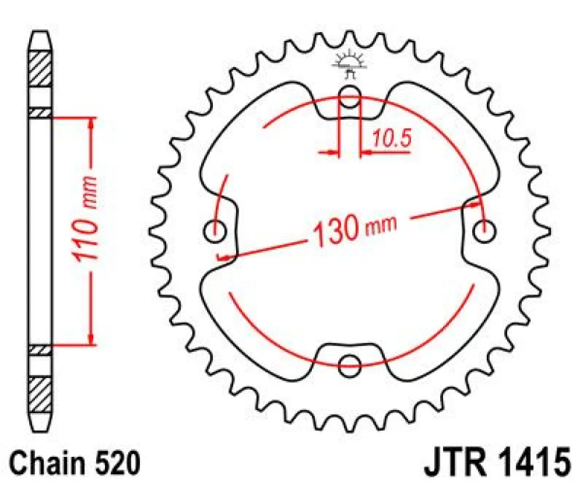 JT SPROCKETS - SPROCKET REAR 37T 520 - 12101432