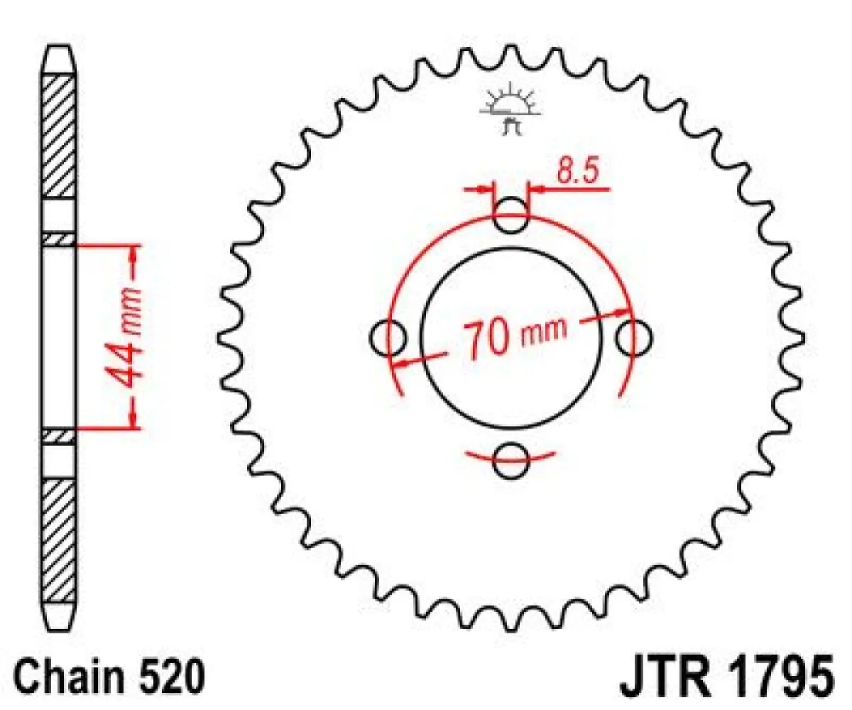 JT SPROCKETS - SPROCKET REAR 24T 520 - 12101435