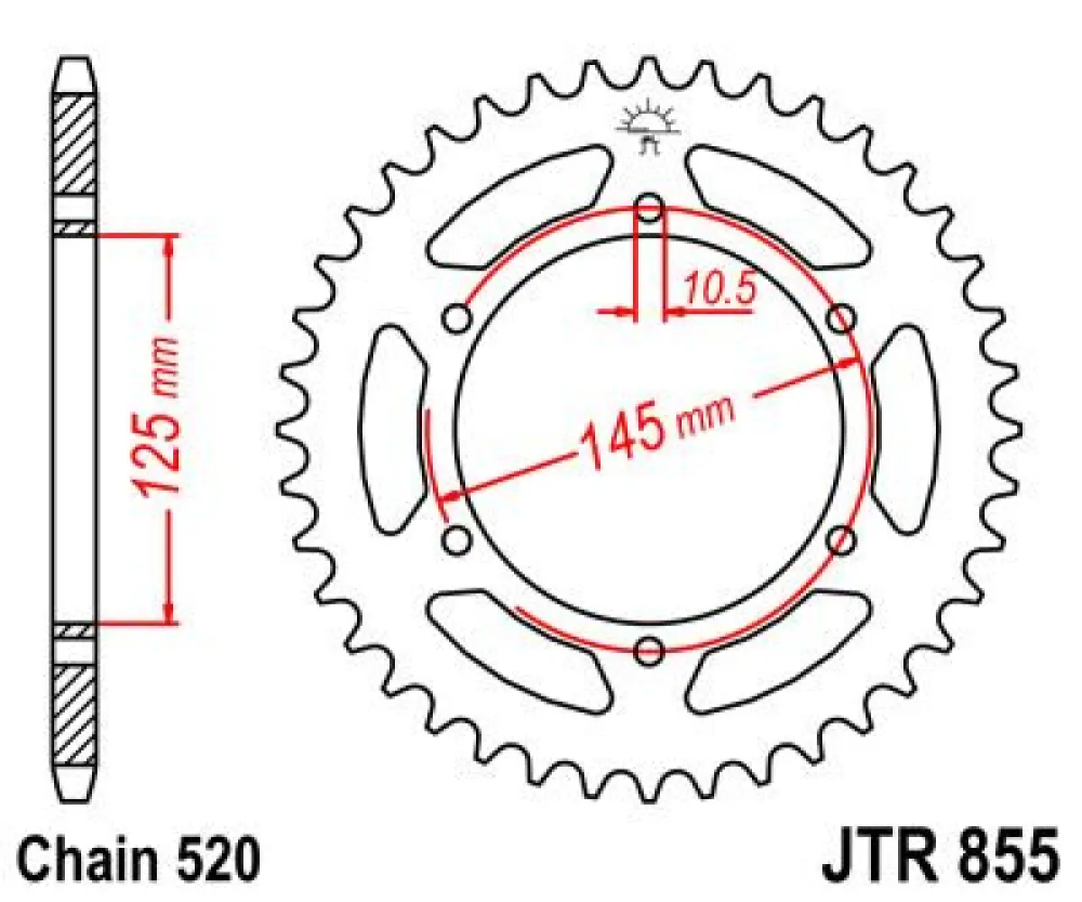 JT SPROCKETS - SPROCKET REAR 45T 520 BLK - 12101701