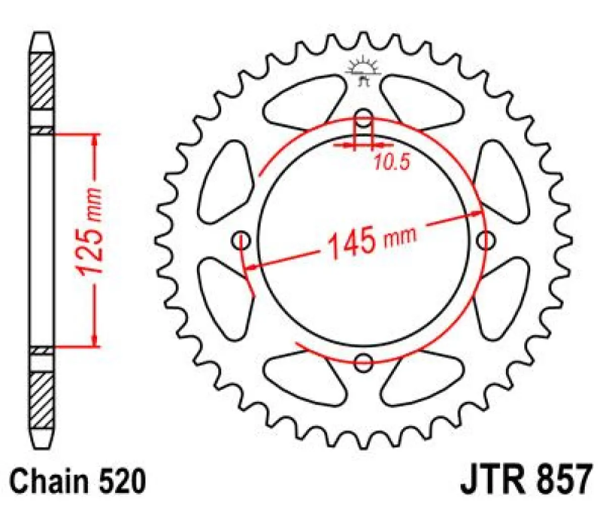 JT SPROCKETS - SPROCKET REAR 45T 520 BLK - 12101703