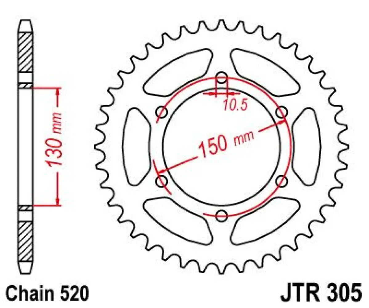 JT SPROCKETS - SPROCKET REAR 46T 520 - 12101803