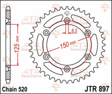 JT SPROCKETS - SPROCKET REAR 53T 520 - 12101814