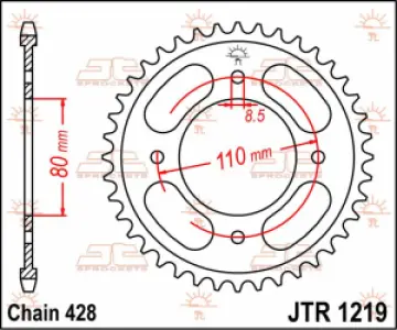 JT SPROCKETS - SPROCKET REAR 42T 428 - 12100702