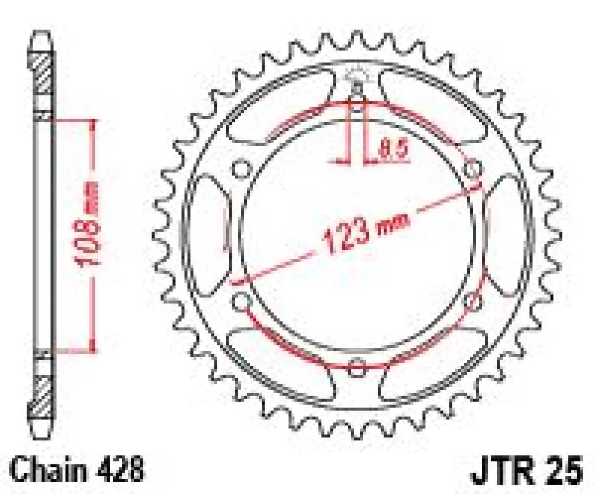 JT SPROCKETS - SPROCKET REAR 60T 428 - 12101065