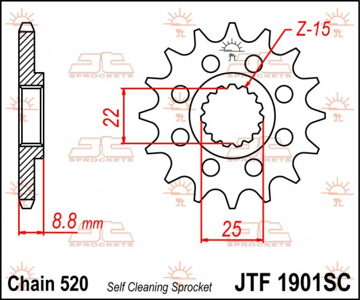 JT SPROCKETS - SPROCKET FRONT 15T 520 SC - 12120775
