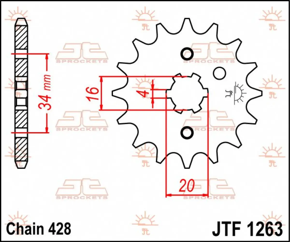 JT SPROCKETS - SPROCKET FRONT 17T 428 - 12120804