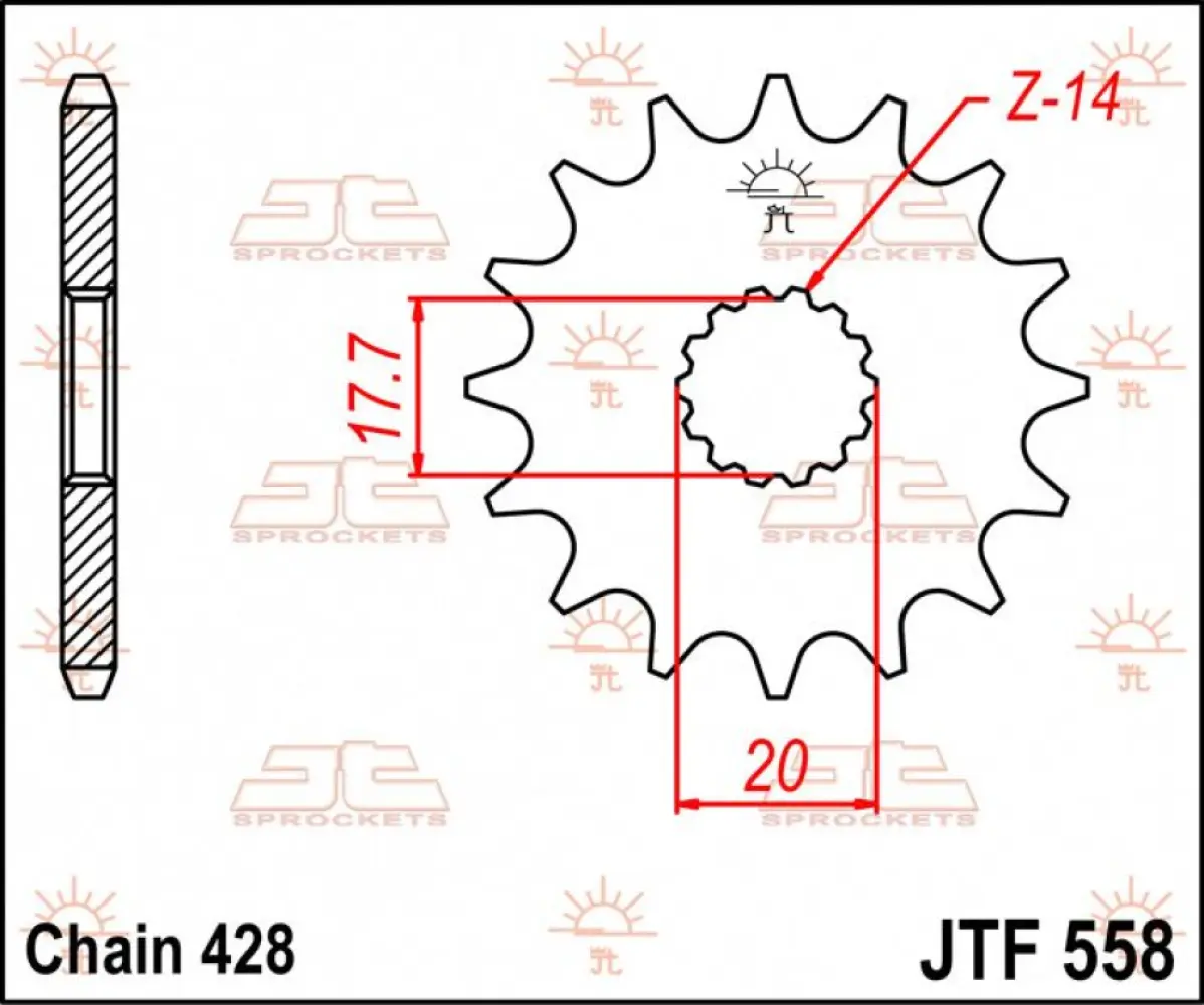 JT SPROCKETS - SPROCKET FRONT 20T 428 - 12120810