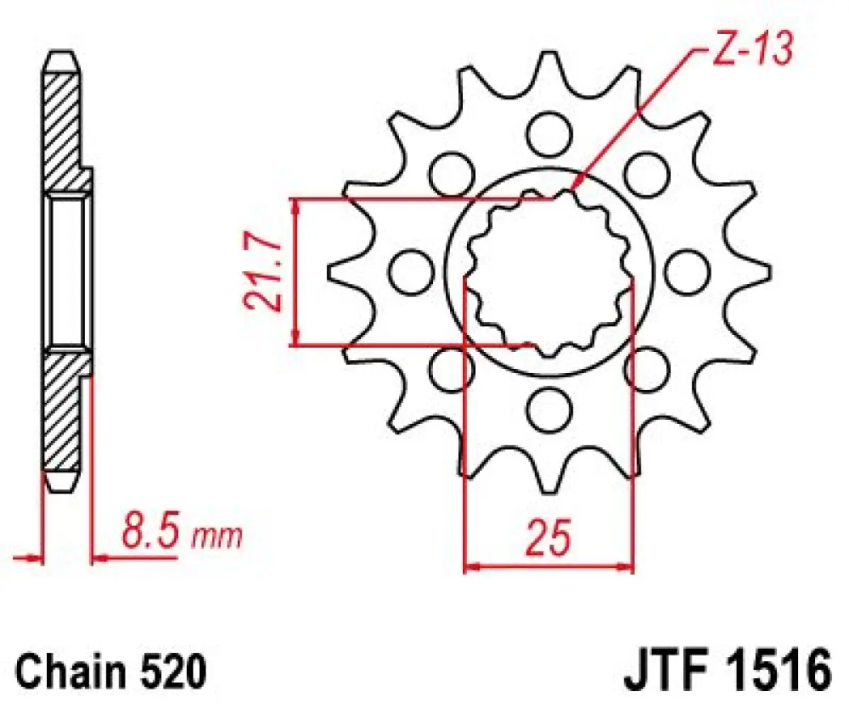 JT SPROCKETS - SPROCKET FRONT 14T 520 - 12121217