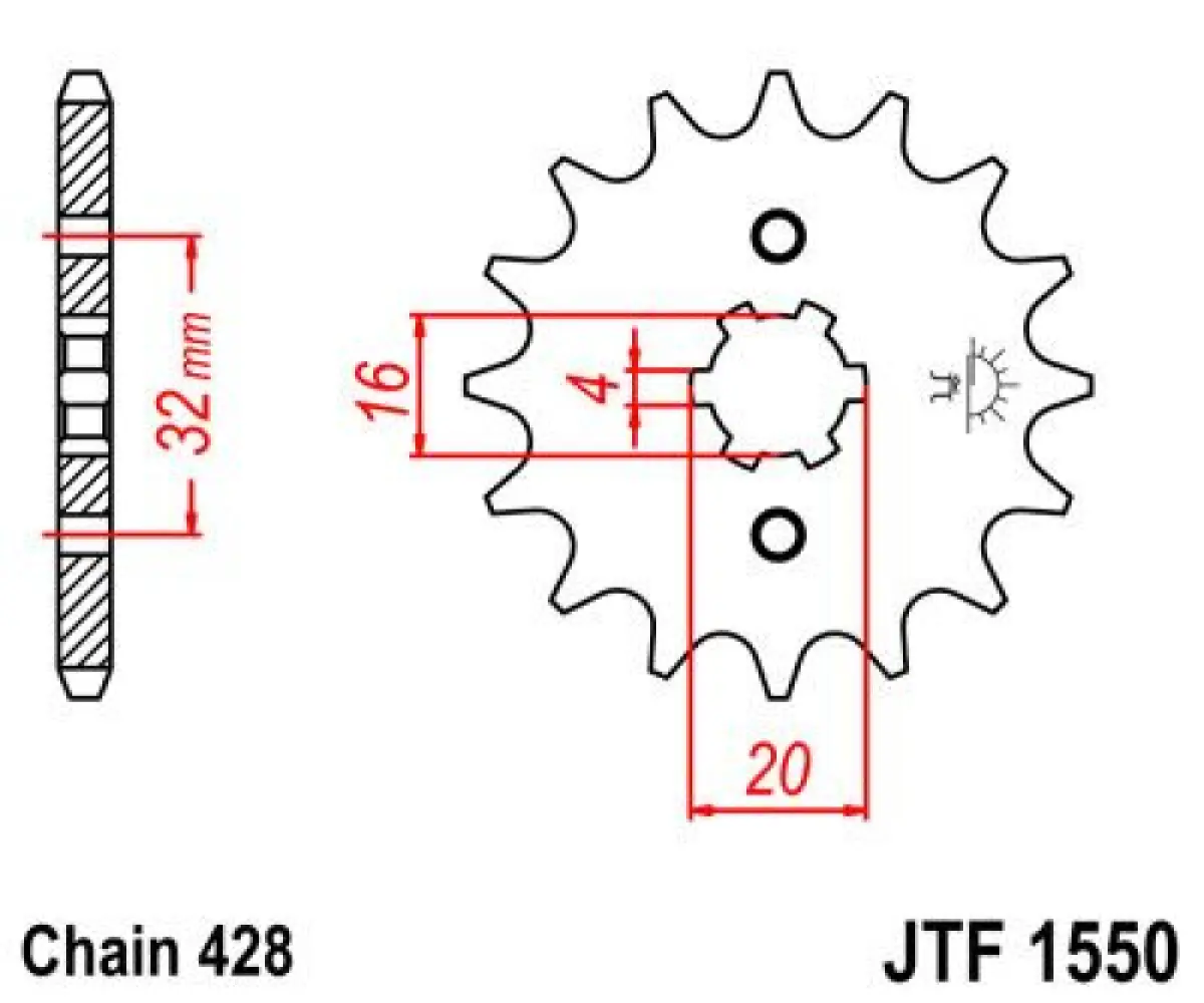 JT SPROCKETS - SPROCKET FRONT 15T 428 - 12121315