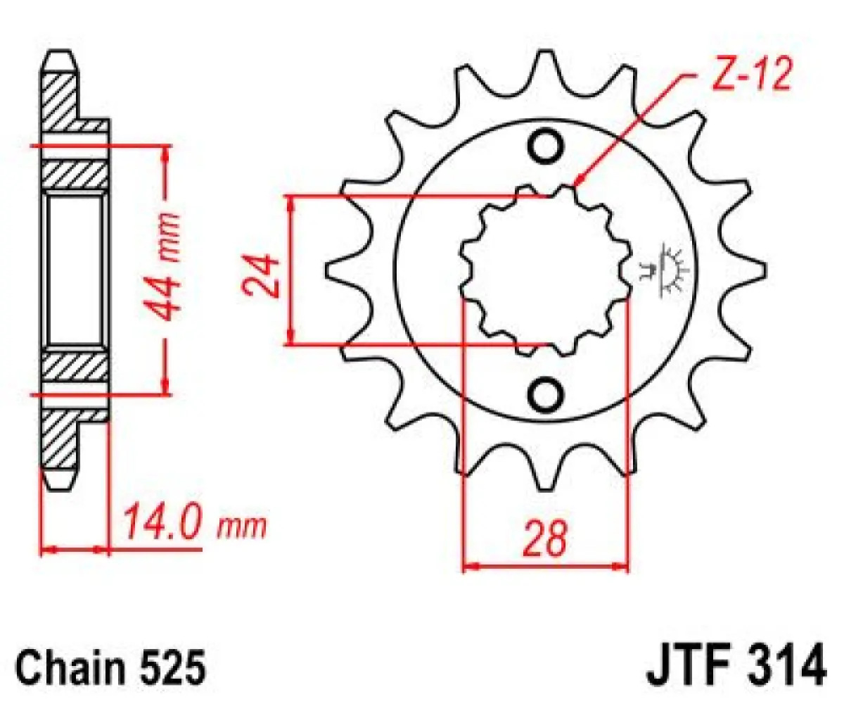 JT SPROCKETS - SPROCKET FRONT 16T 525 RU - 12121259