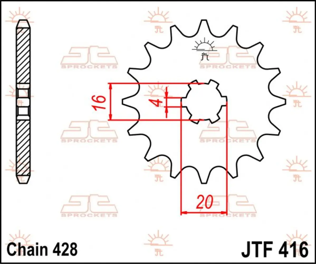 JT SPROCKETS - SPROCKET FRONT 13T 428 - 12120582