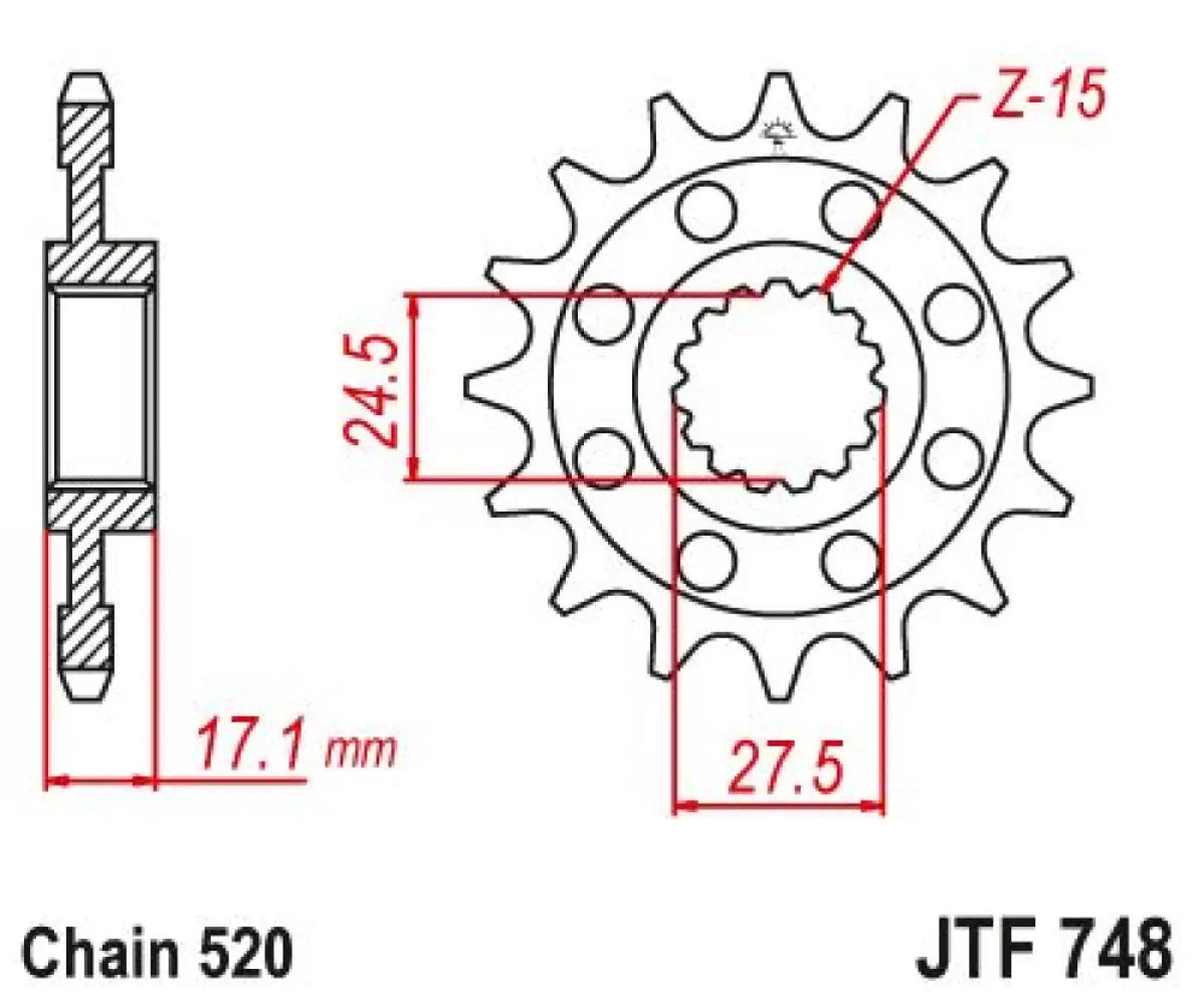 JT SPROCKETS - SPROCKET FRONT 15T 520 - 12121319