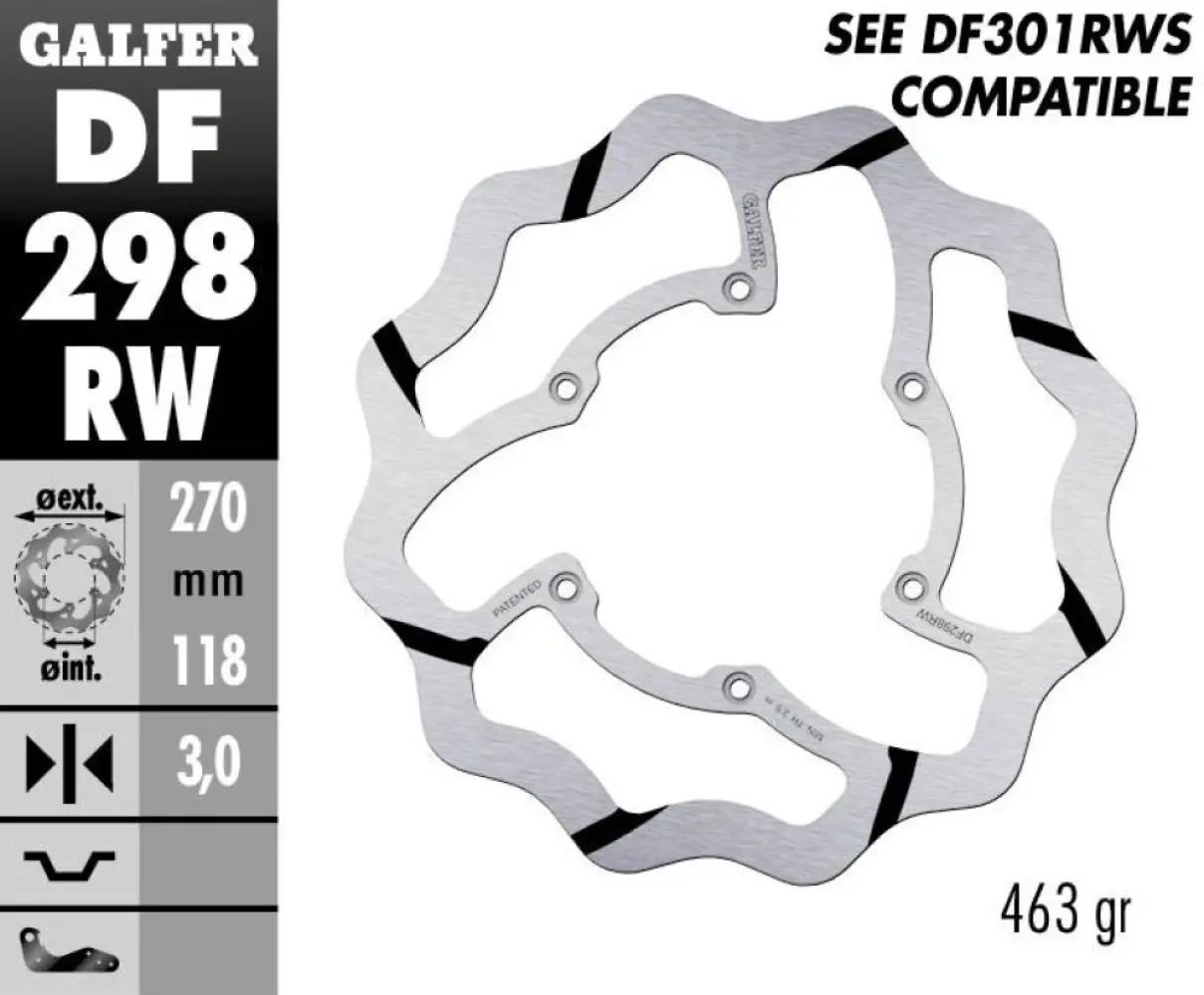 GALFER - BRAKE DISC FIXED WAVE GROOVED - 17111727