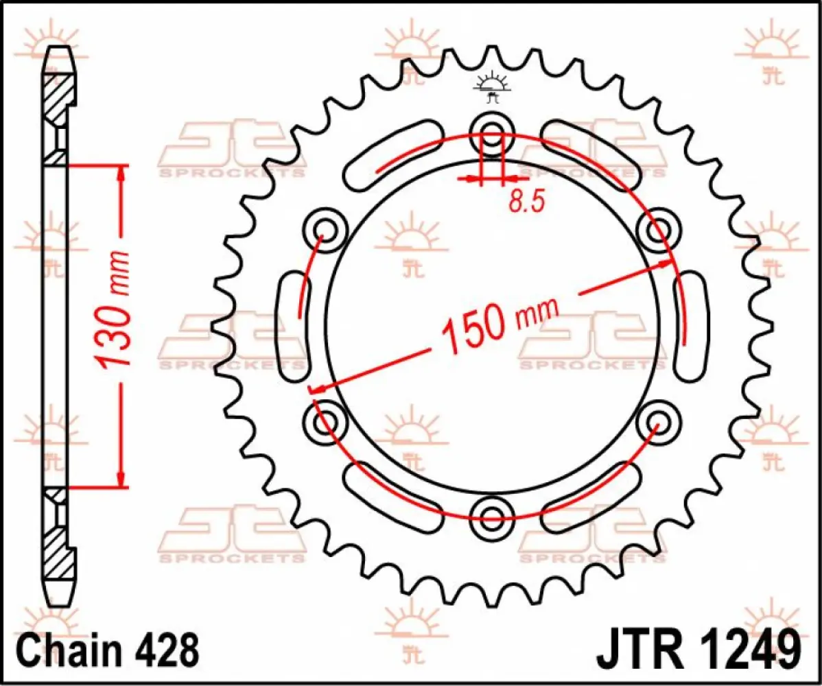 JT SPROCKETS - SPROCKET REAR 51T 428 - 12100403