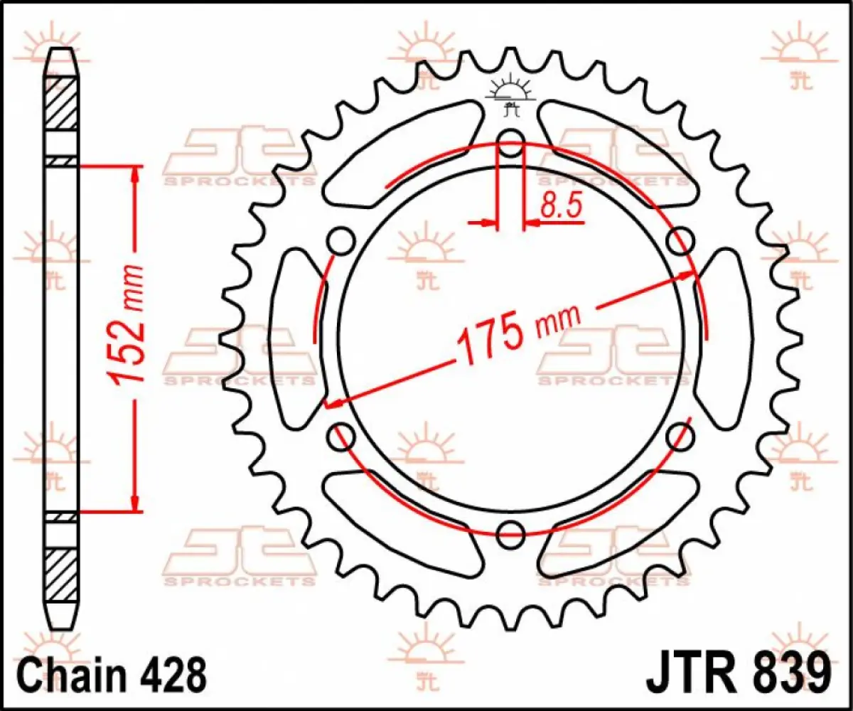 JT SPROCKETS - SPROCKET REAR 57T 428 - 12100485