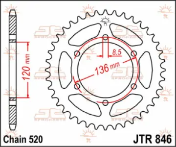 JT SPROCKETS - SPROCKET REAR 39T 520 - 12100690