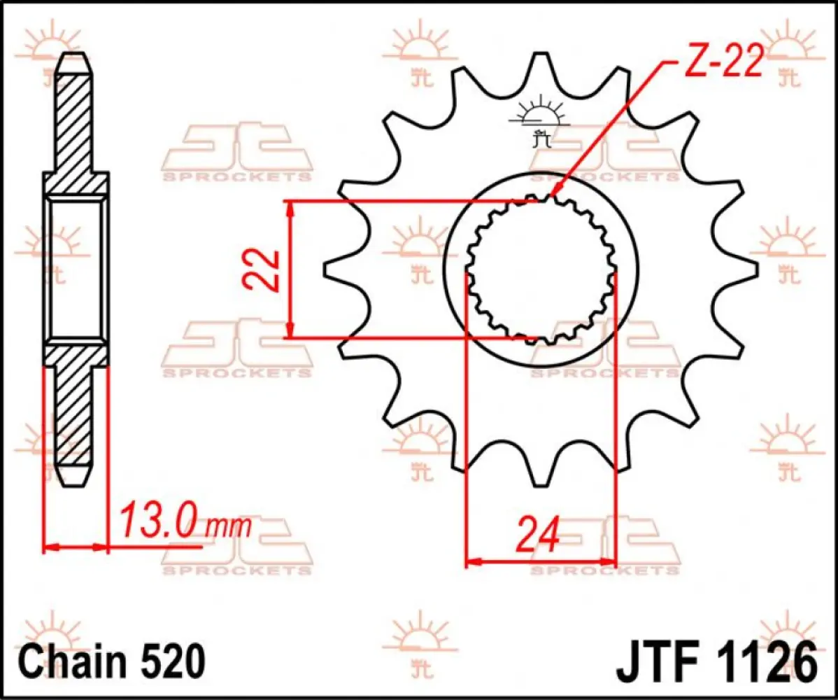 JT SPROCKETS - SPROCKET FRONT 16T 520 - 12120779
