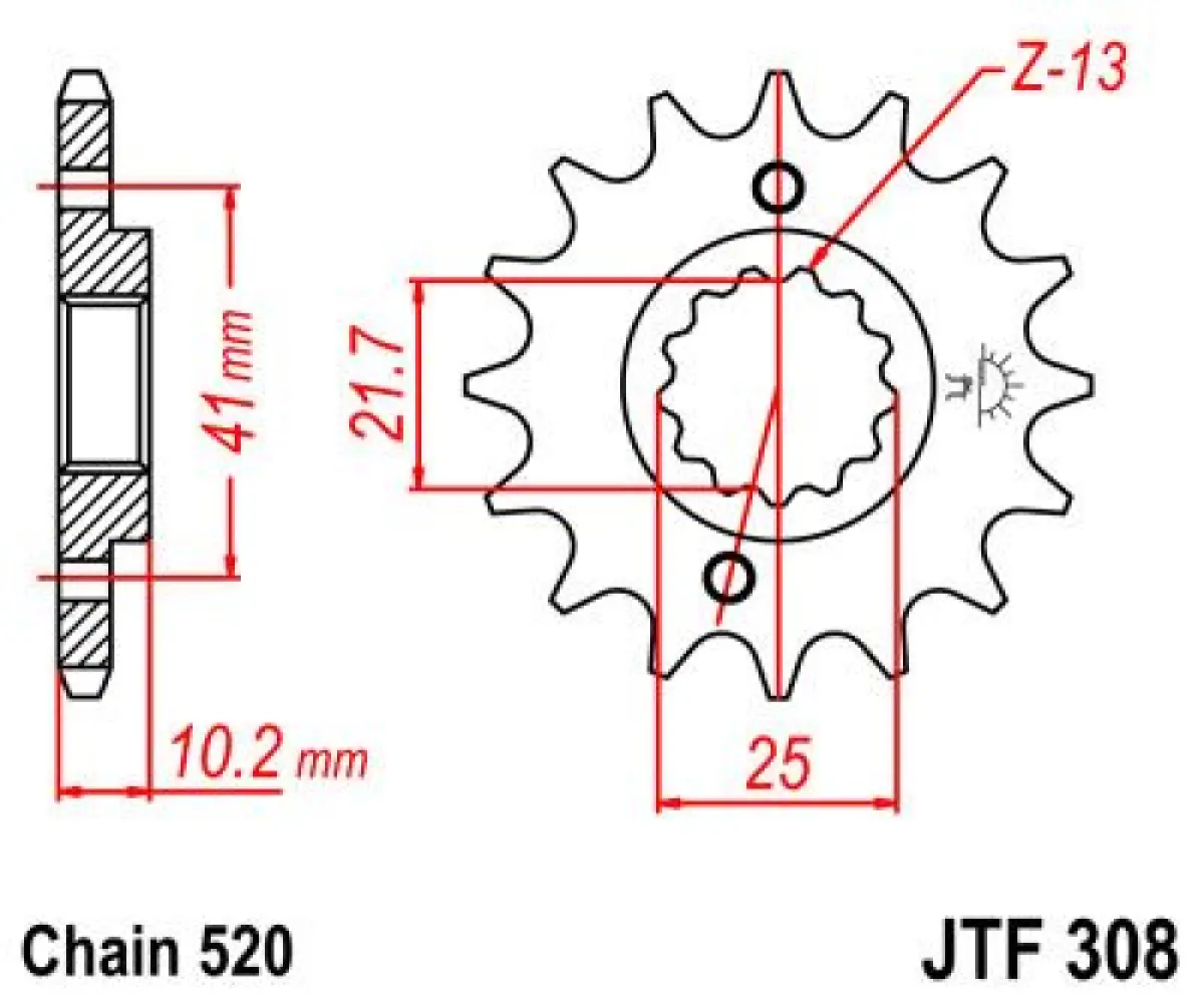 JT SPROCKETS - SPROCKET FRONT 13T 520 - 12121160