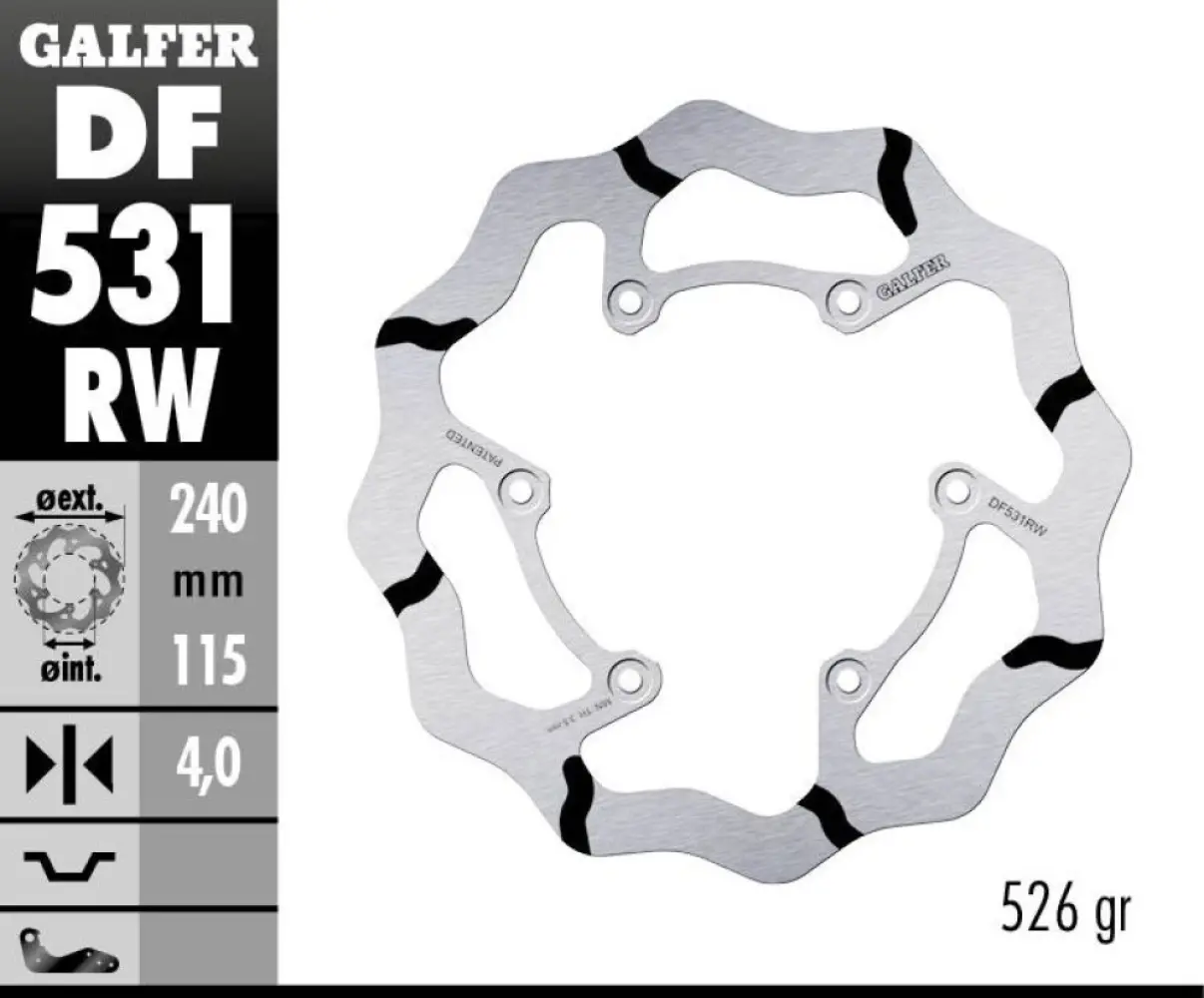 GALFER - BRAKE DISC FIXED WAVE GROOVED - 17111745